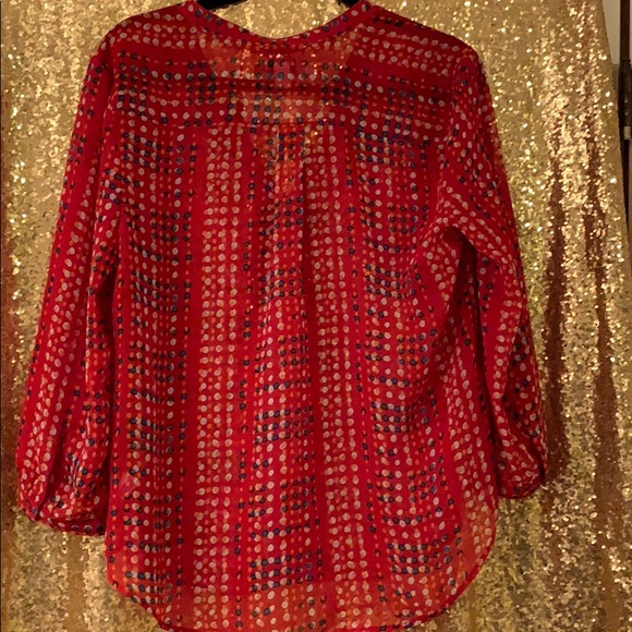 Old Navy Sheer Button Down Polka Dot Blouse Size L - Picture 6 of 6